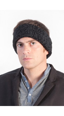 Black karakul fur headband unisex